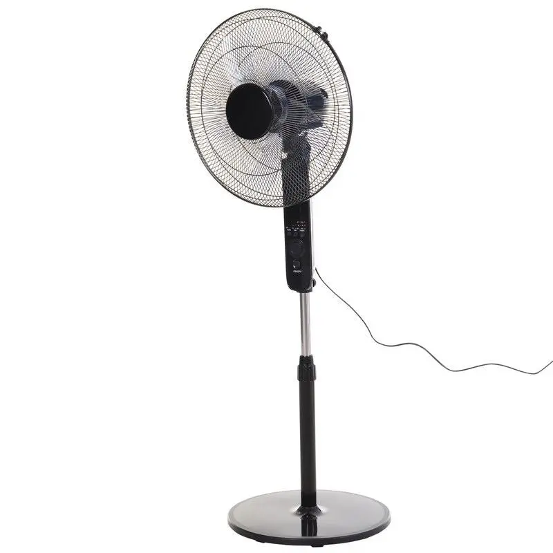 17-Inch Black Pedestal Fan – Oscillating, 3-Speed, Height-Adjustable with Remote