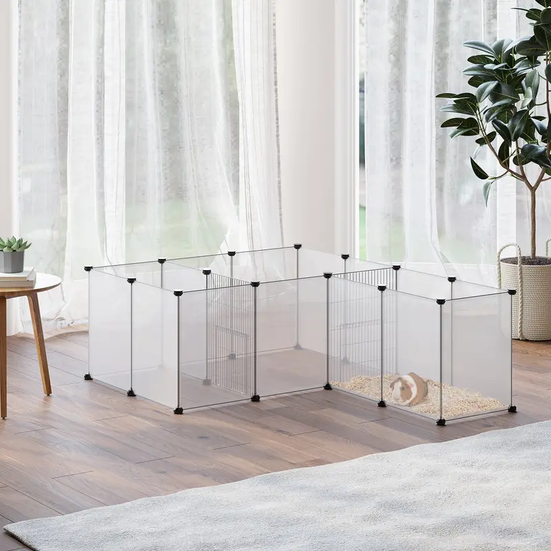18-Panel Foldable Small Animal Playpen – Lightweight White Pet Enclosure