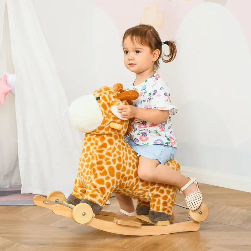 2-in-1 Plush Rocking Giraffe – Ride-On Toy with Sounds, Ages 3–6 Years