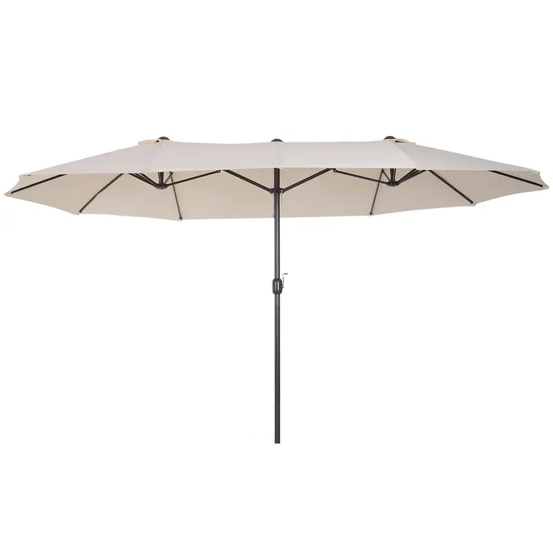 4.6m Double-Sided Beige Patio Parasol – UV-Resistant Sun Umbrella for Outdoor Spaces