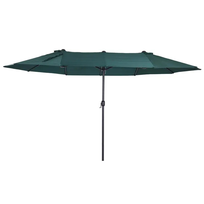 4.6m Double-Sided Garden Parasol – Green Patio Sun Shade Canopy