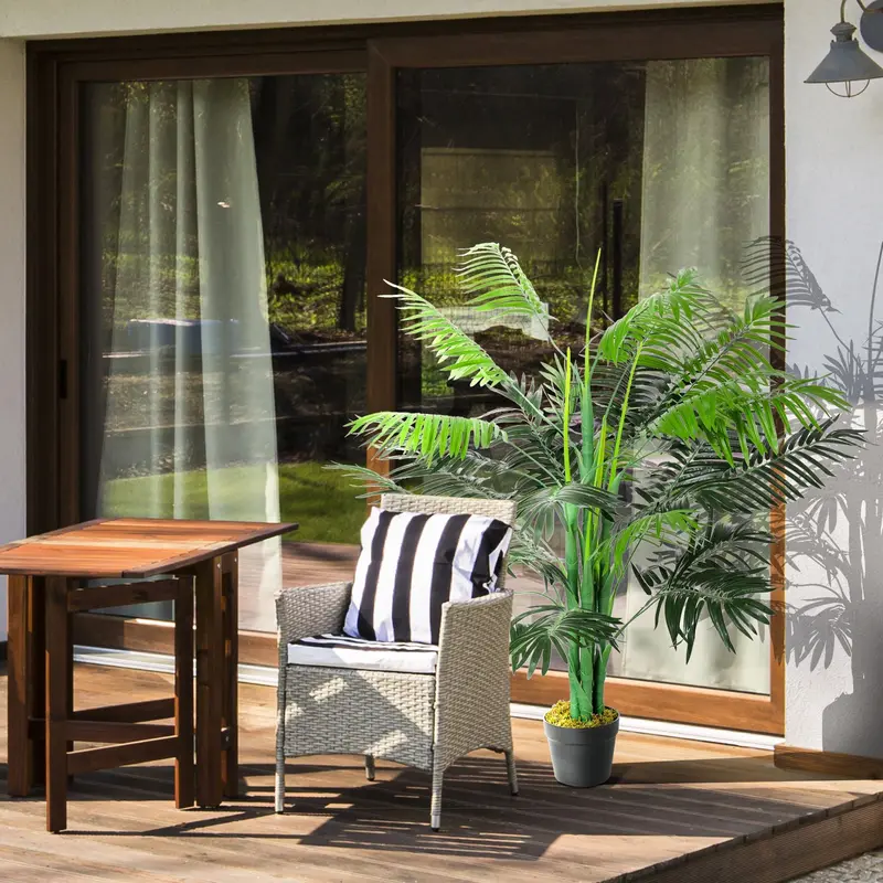 4-Foot Artificial Palm Tree – Lifelike 18-Leaf Faux Indoor/Outdoor Decor with Nursery Pot