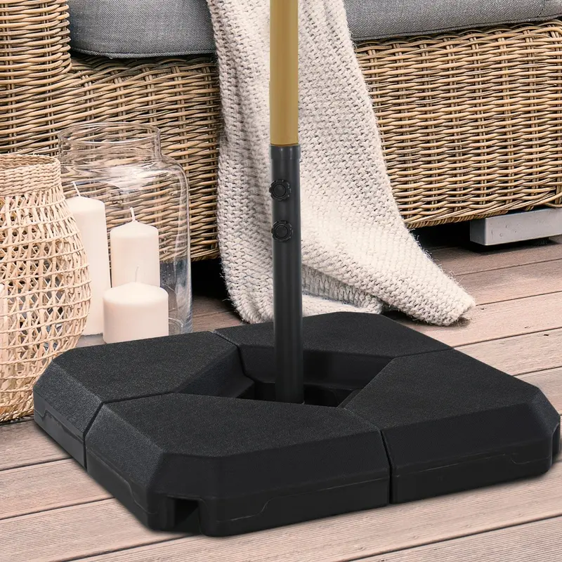 4-Pack Fillable Parasol Base Set – Weighted Steel Cross-Base Umbrella Stands for Sand or Water
