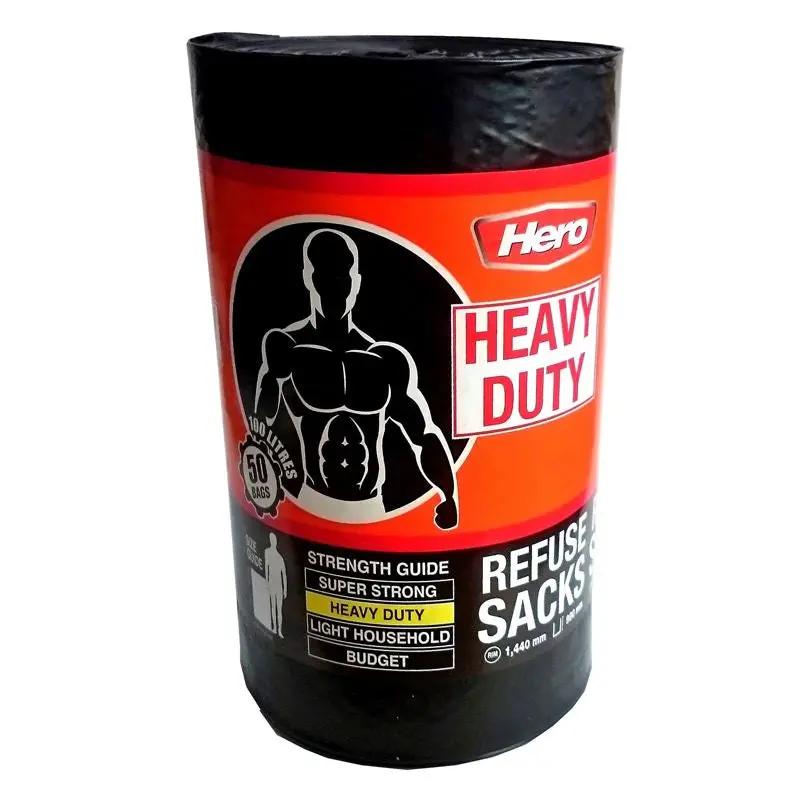 50-Pack Heavy-Duty 100L Refuse Sacks – Hero Series