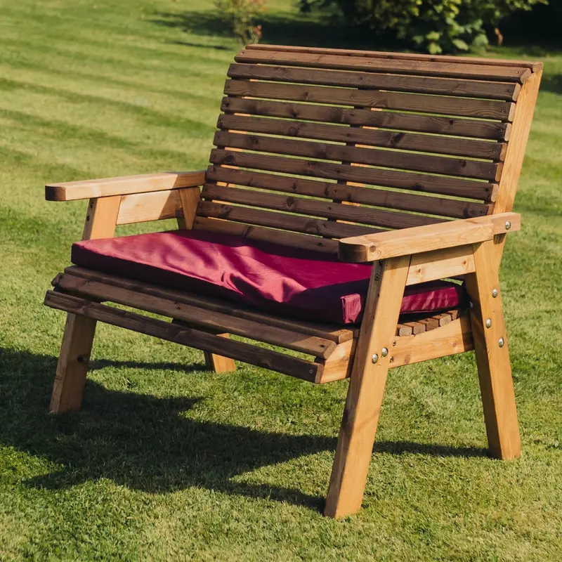 Amesbury Burgundy Waterproof 2-Seater Cushion Set – All-Weather Garden Seat Cover by Churnet Valley (R2C)