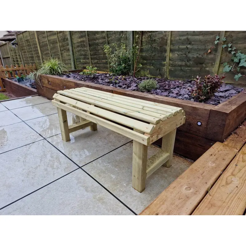 Backless Two-Seat Garden Bench – Rustic Outdoor Seating by Churnet Valley (AC10)