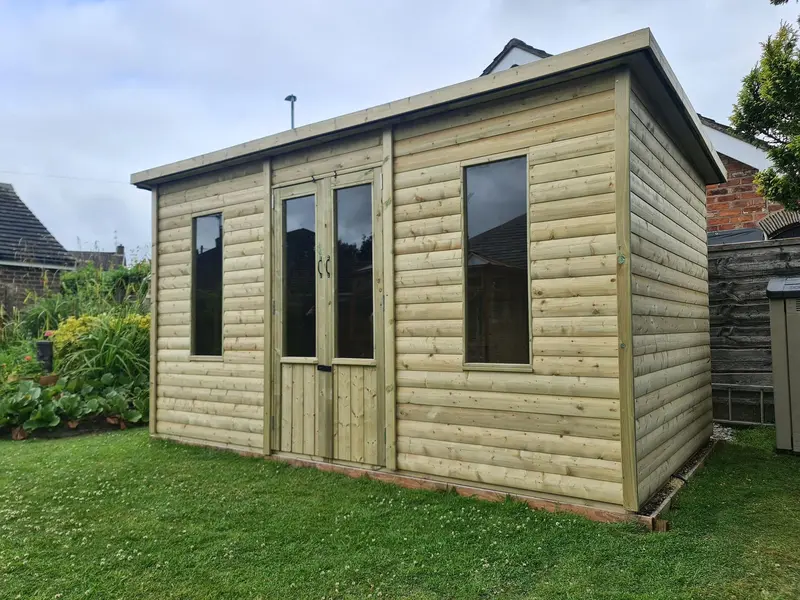 Bakewell Pent Summerhouse – 3.6m x 2.4m Slimline Garden Shed by Churnet Valley (BAKE12X8)