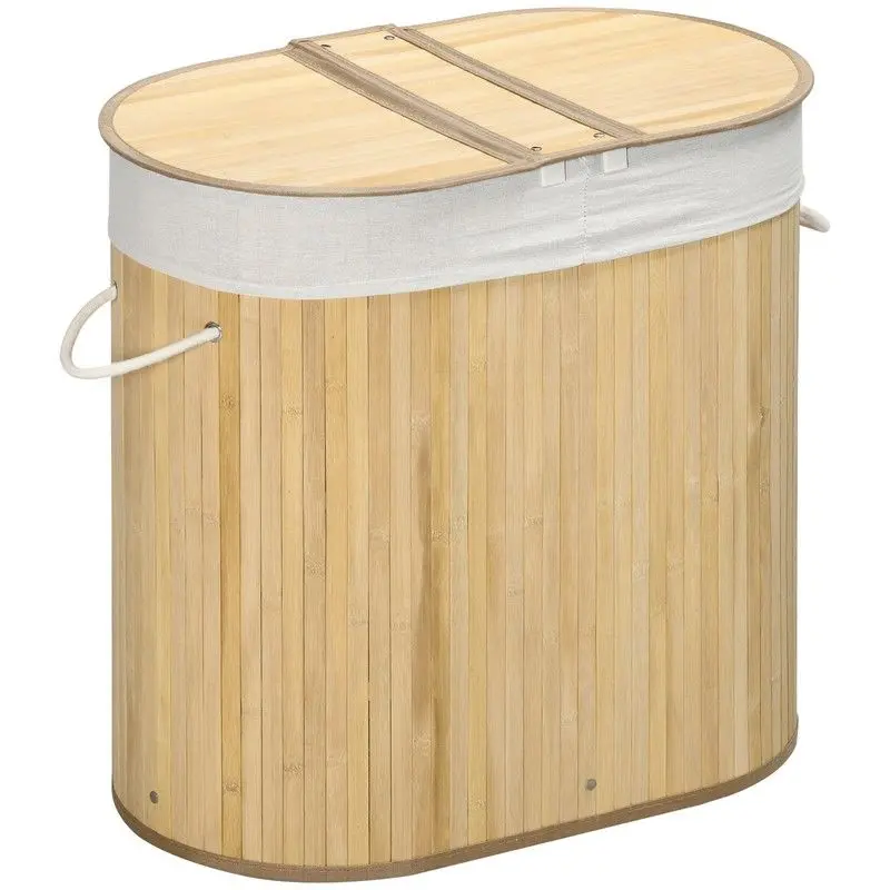Bamboo Laundry Hamper with Secure Lid – Natural Woven Storage Basket