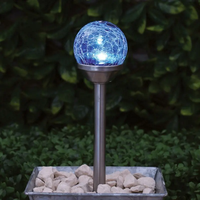 Bright Garden Crackle-Effect Solar Stake Lights – 6-Pack, Multicolour LEDs, 34.5cm