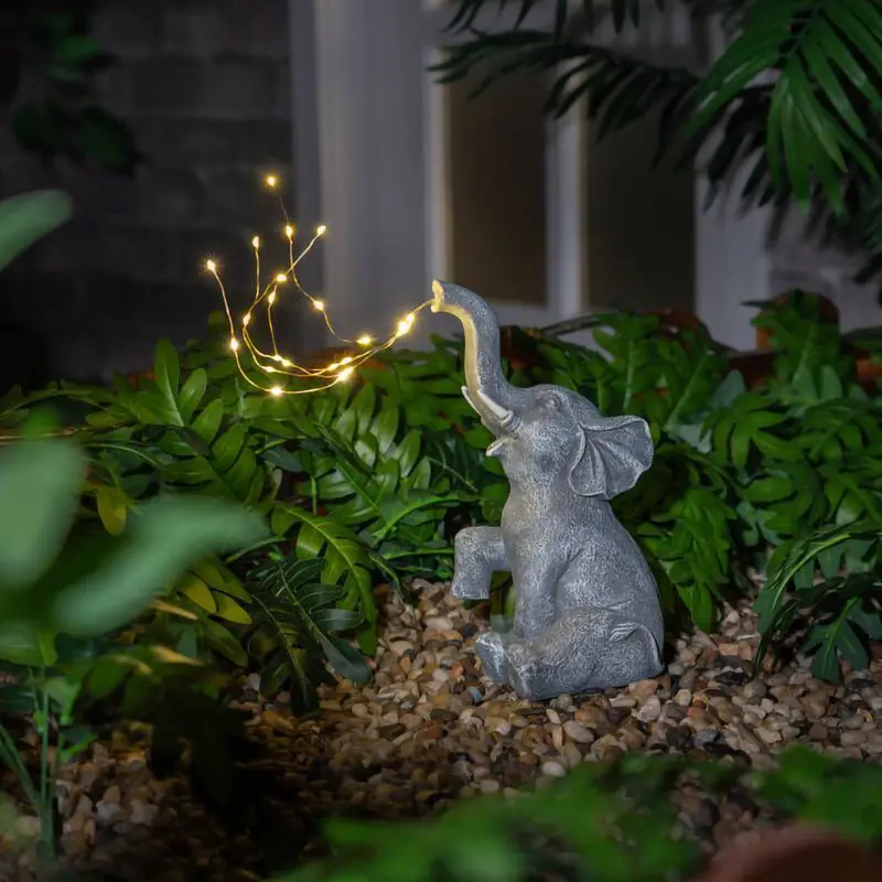 Bright Garden Elephant Solar-Powered Garden Light – 25 Warm White LEDs, 26 cm Tall Ornament