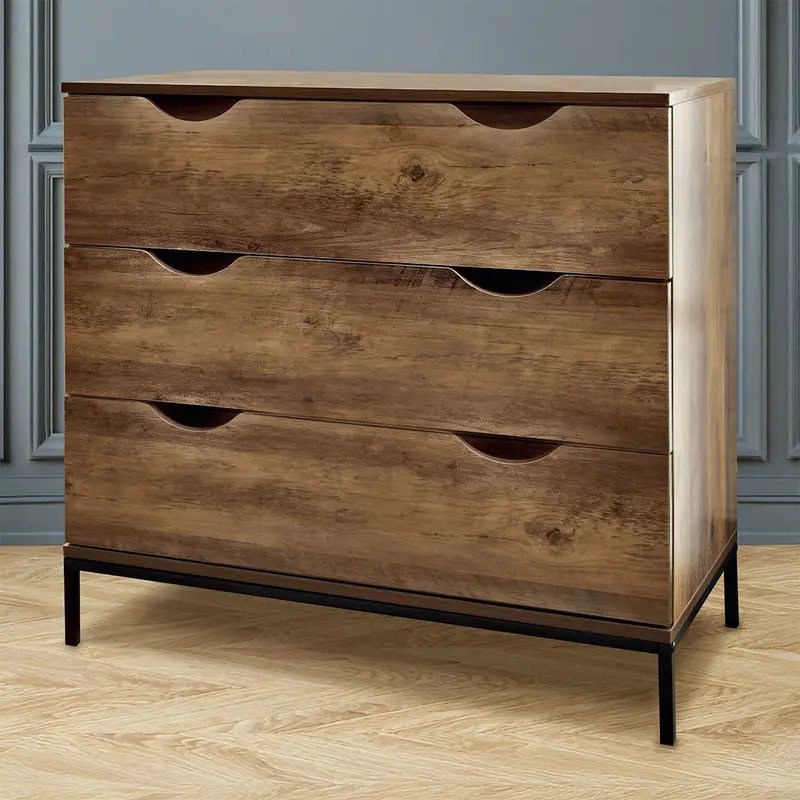 Brooklyn Brown 3-Drawer Chest of Drawers – Compact Bedroom or Living Room Storage