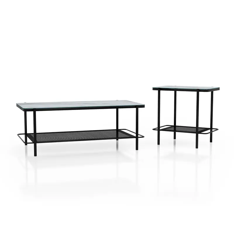 Bruns Black-and-White Coffee Table Set – Compact 2-Piece Contemporary Arrangement
