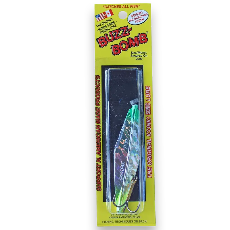 Buzz Bomb Diamond Inline Metal Jig – 2.5″, Holographic Perch Finish for Flash & Vibration