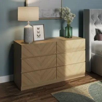 Catania Light Brown 6-Drawer Large Chest of Drawers