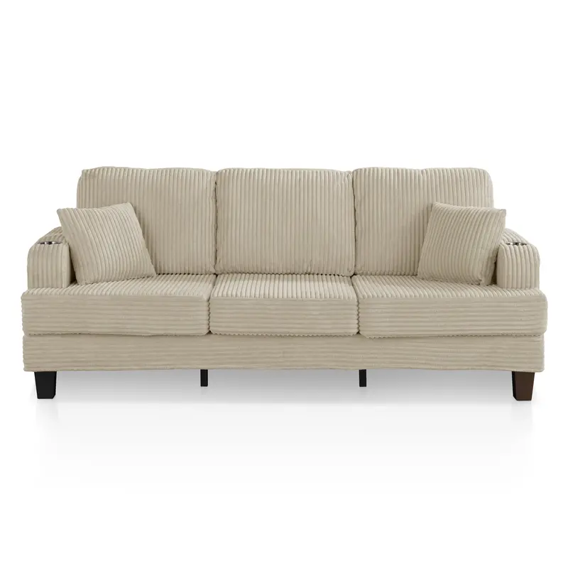 Chenille Sofa Featuring USB Ports and Drink Holders – Xenia Collection