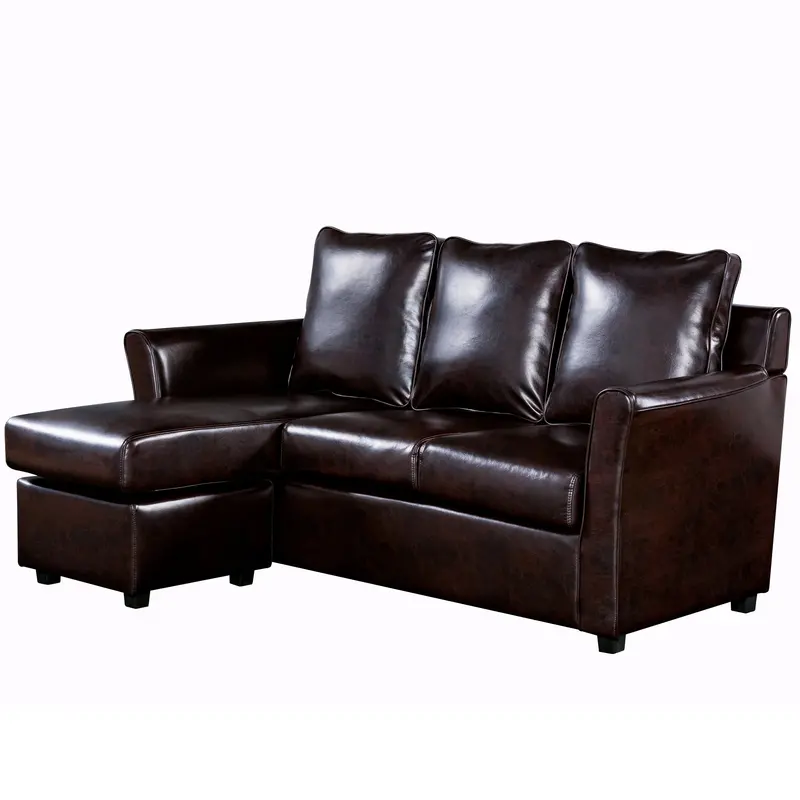 Compact Leatherette Sectional with Detachable Chaise – Haston Transitional