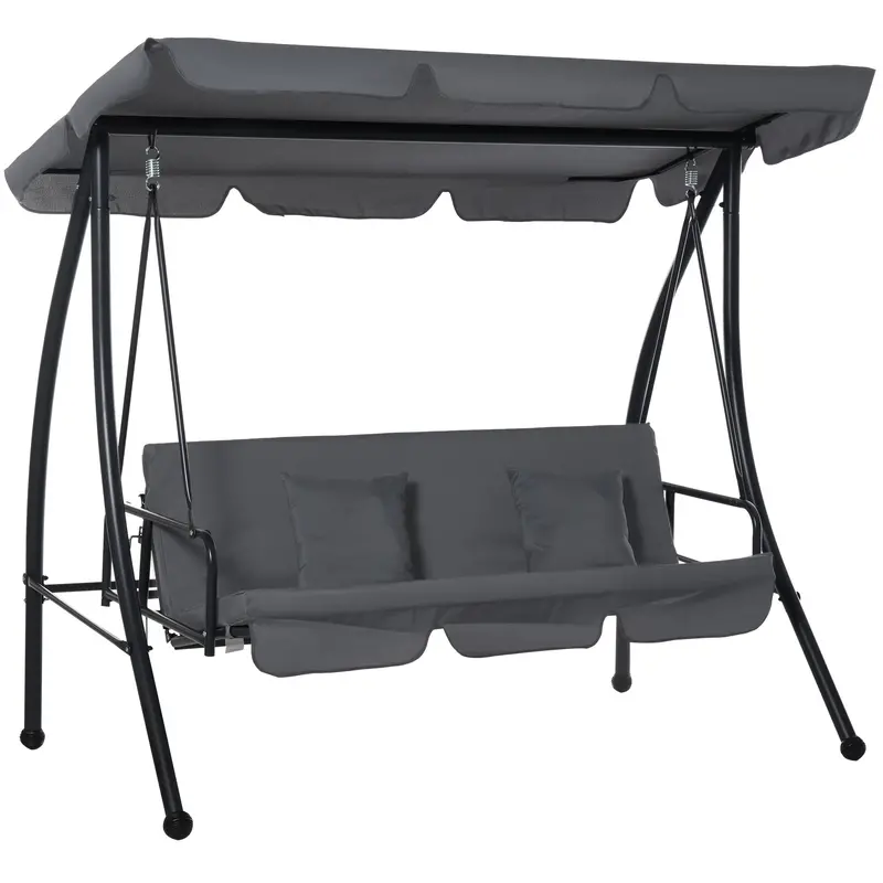 Convertible 3-Person Outdoor Swing Lounger – Hammock Bed with Canopy & Cushions