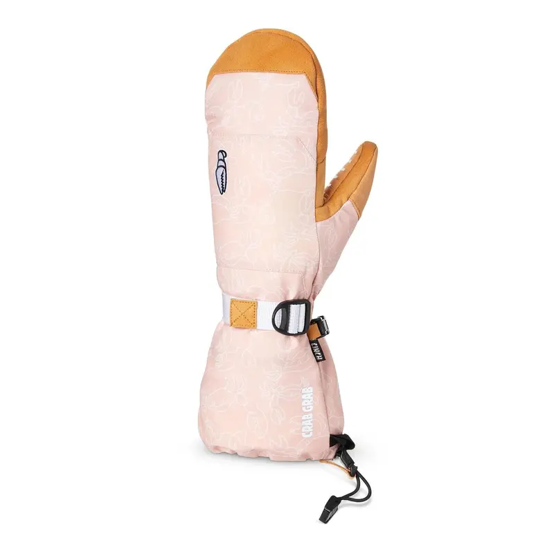 Crab Grab Cinch Women’s Mittens – Crab Doodle Pink Design