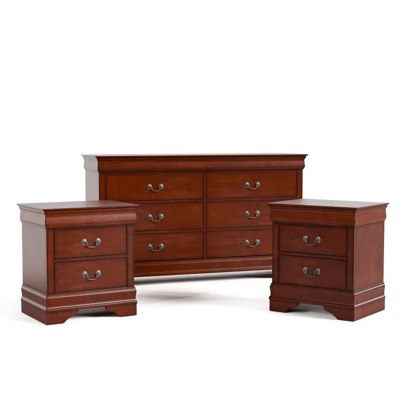 Devi Nightstand and Dresser Set – Coordinated 3-Piece Solid Wood Bedroom Collection