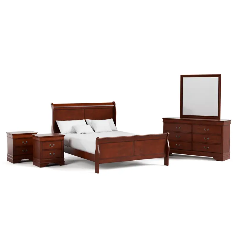 Devi Sleigh Bedroom Set – Traditional Solid Wood 5-Piece Collection