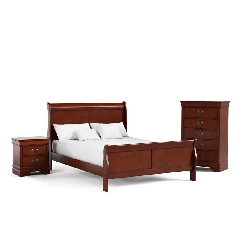 Devi Traditional Bedroom Set – Compact 3-Piece Solid Wood Configuration