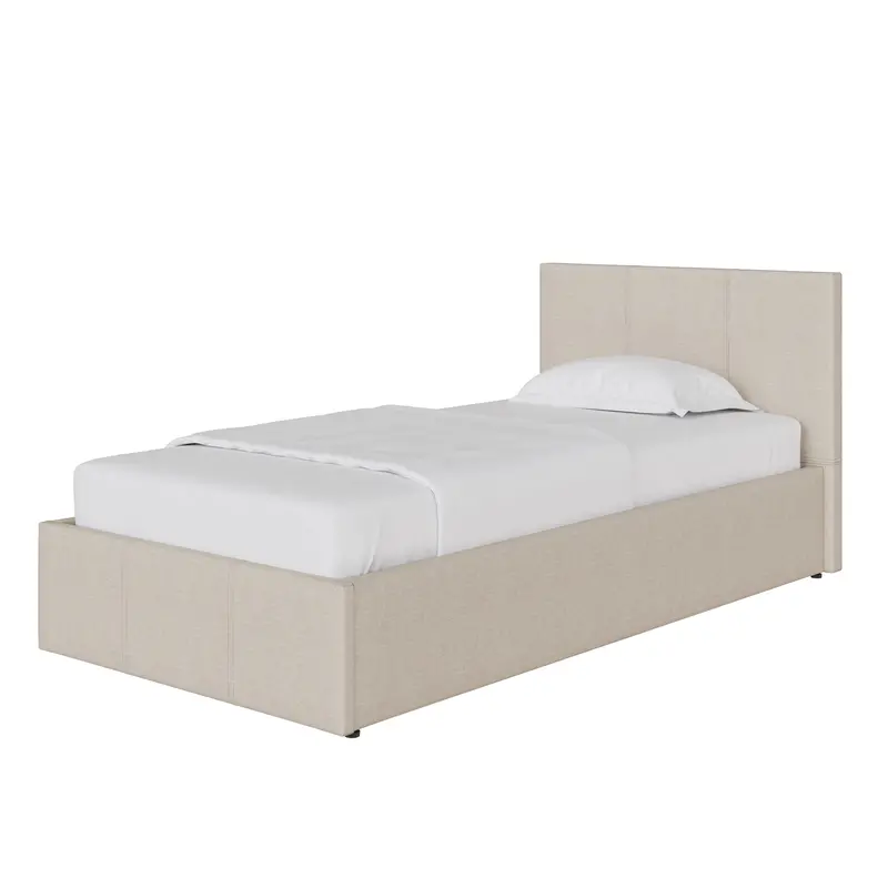 End Lift Small Double Ottoman Bed – Natural Metal-and-Wood Construction (3′ x 7′)