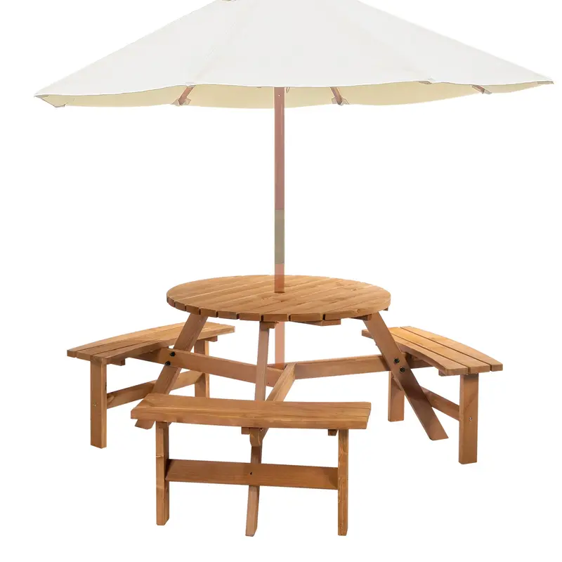 Fir Wood 6-Person Pub-Style Patio Set – Heavy-Duty Outdoor Dining Table & Benches