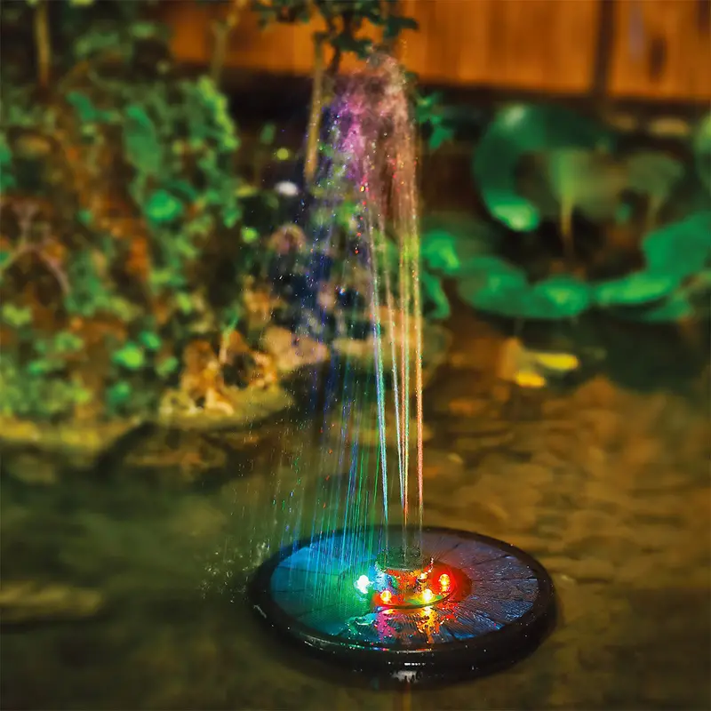 Floating Fountain Solar Water Feature – 6 Multicolour LEDs, 16 cm Diameter