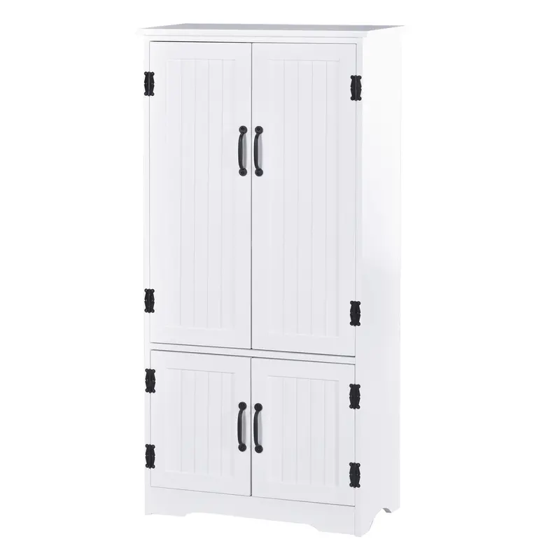 Freestanding Floor Storage Cabinet – Adjustable-Shelf Kitchen Cupboard with Dual Lower Doors