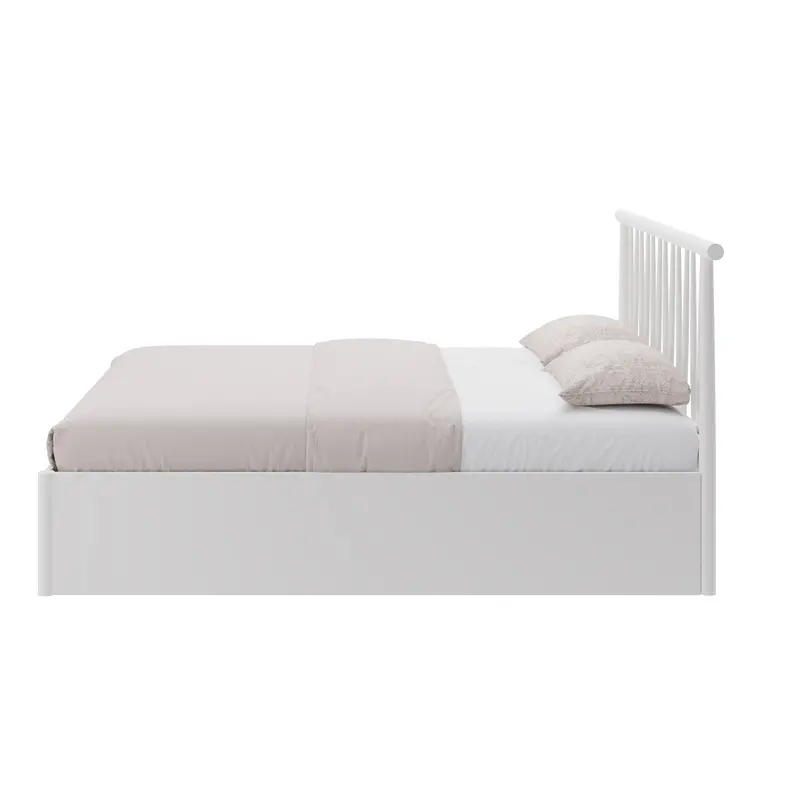 Fusum White Double Ottoman Bed – 6′ x 7′ Lift-Up Storage Base