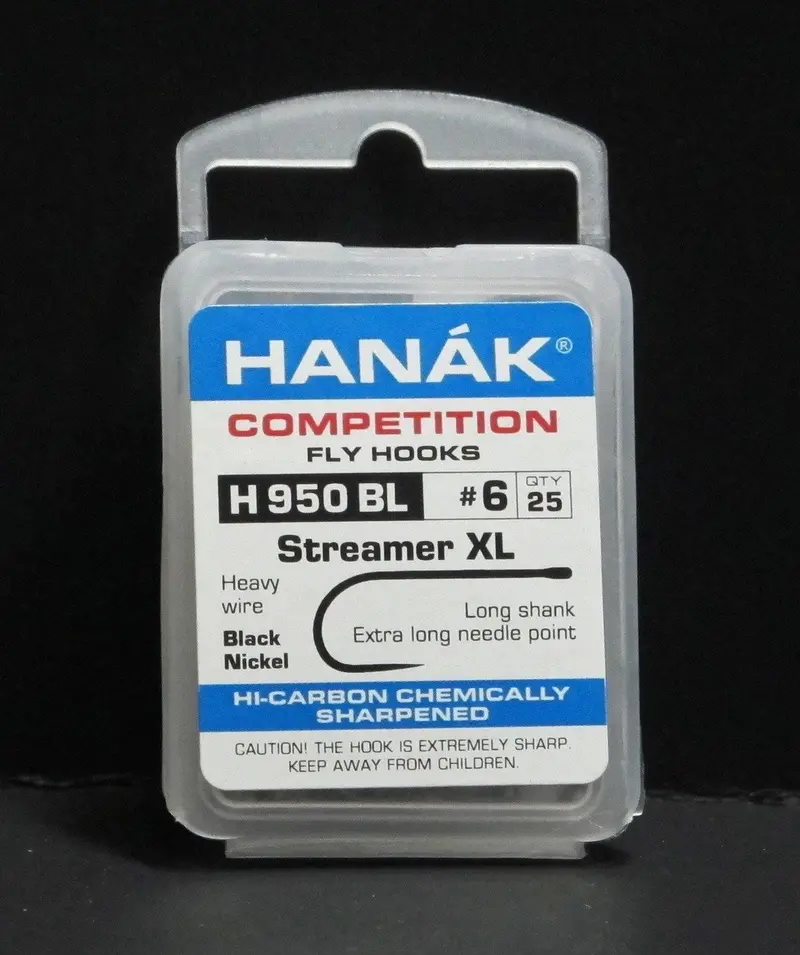 Hanak H950 BL Streamer XL Hooks – 25-Pack, Black Nickel