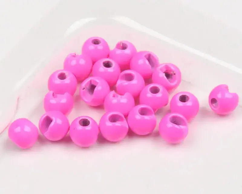 Hareline Fluorescent Pink Slotted Tungsten Beads #138