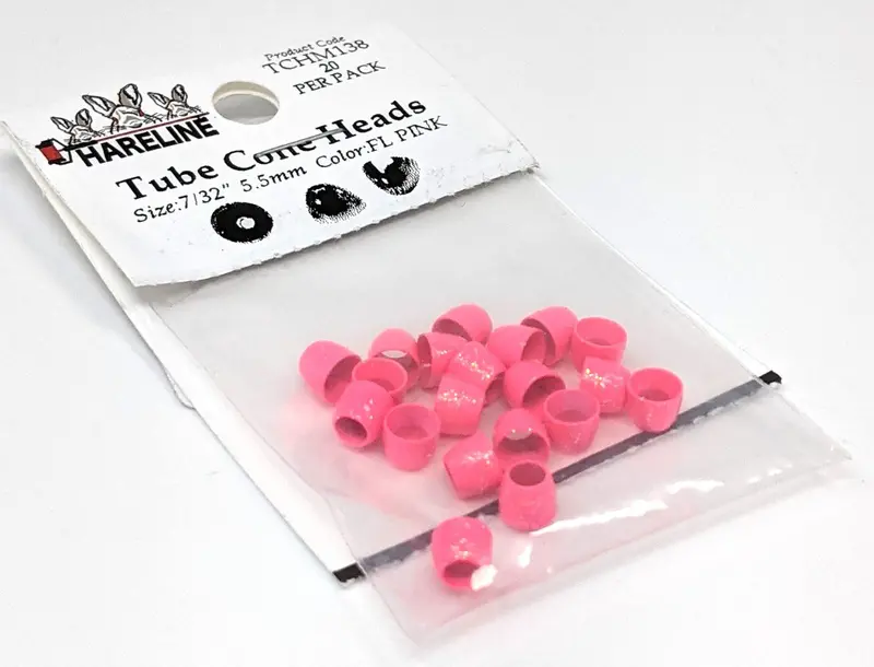Hareline Fluorescent Pink Tube Cone Heads