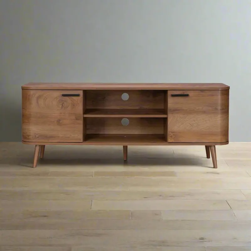 Hartwell Copenhagen TV Stand – Dark Brown Media Unit with 2 Shelves & 2 Doors