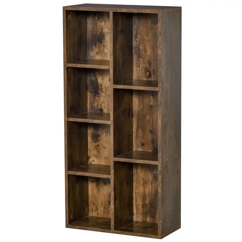 Homcom Seven-Shelf Bookcase – Contemporary Wood-Grain Finish Storage Unit