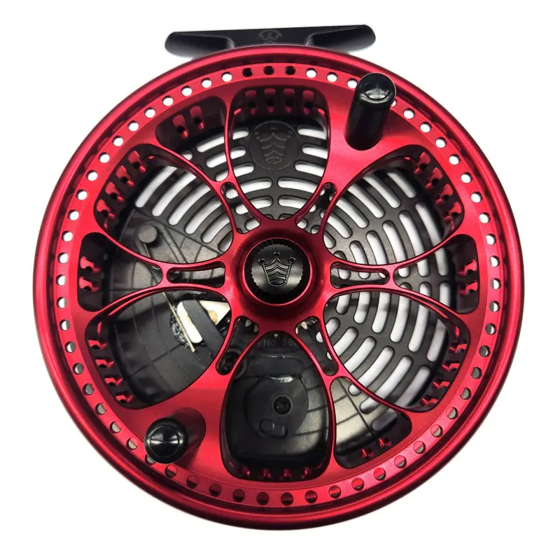 Kingpin Zeppelin Aero 500 Centerpin Reel – Matte Black Frame with Red Accents