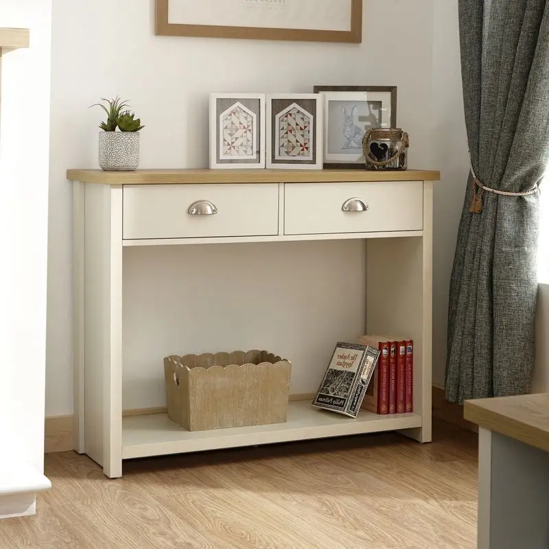 Lancaster Cream Console Table – Entryway or Hall Table with Two Drawers and Shelf