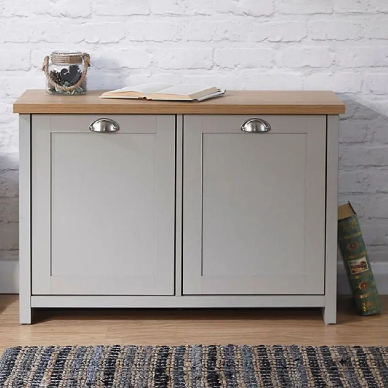 Lancaster Grey Shoe Storage Unit – Two-Door Cabinet with Four Shelves