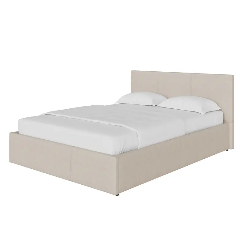 Lift-Up Small Double Ottoman Bed – Metal & Wood Frame, Natural Finish, 4′ x 7′