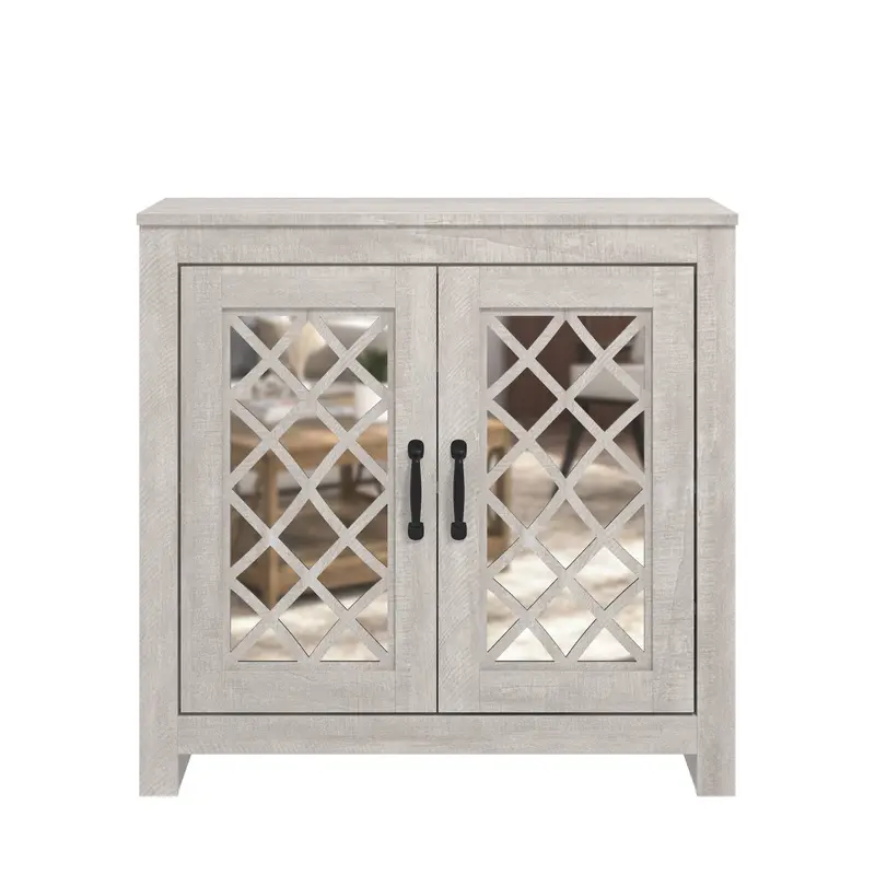 Light Grey Tiverton Shoe Cabinet – 2-Door, 4-Shelf Storage Unit