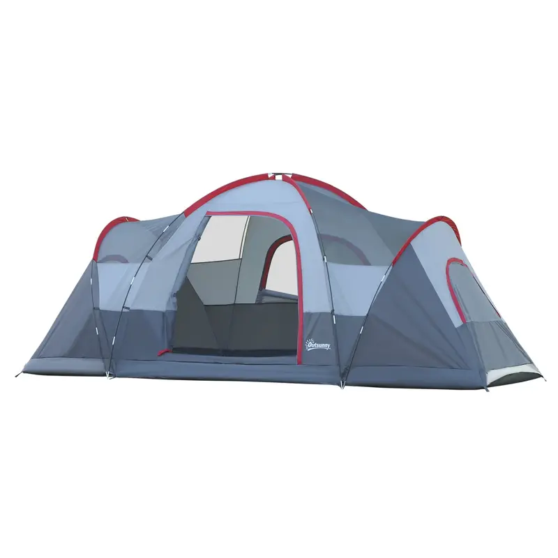 Lightweight 5–6 Person Camping Tent – Fiberglass and Steel Frame Blue Shelter for Outdoor Adventures