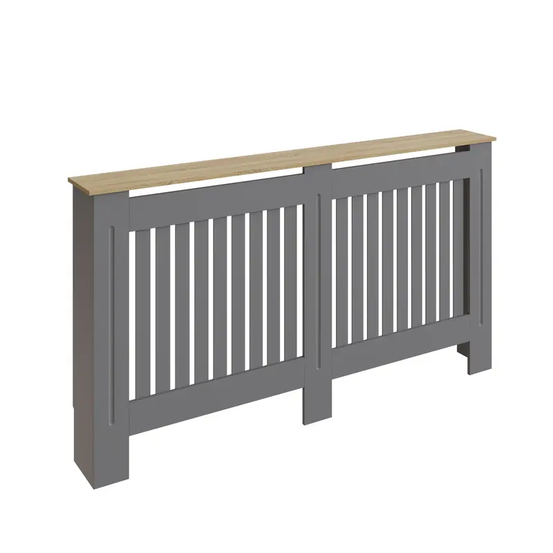 Longslow Stylish Grey and Oak Large Radiator Cover with Shelf