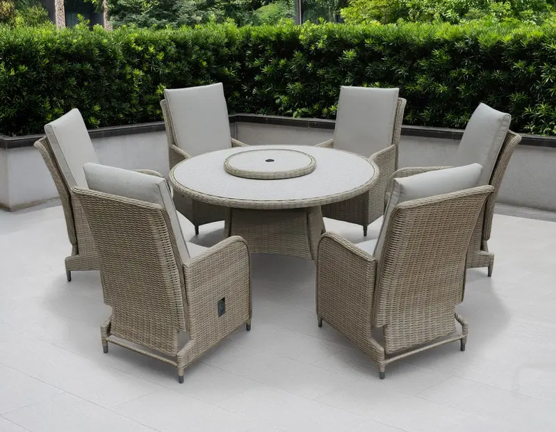 Mayfair 6-Piece Rattan Patio Dining Set – Grey All-Weather Outdoor Furniture