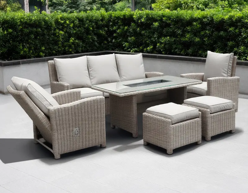Mayfair Rattan Patio Dining Set – 5-Piece Grey Outdoor Furniture Set