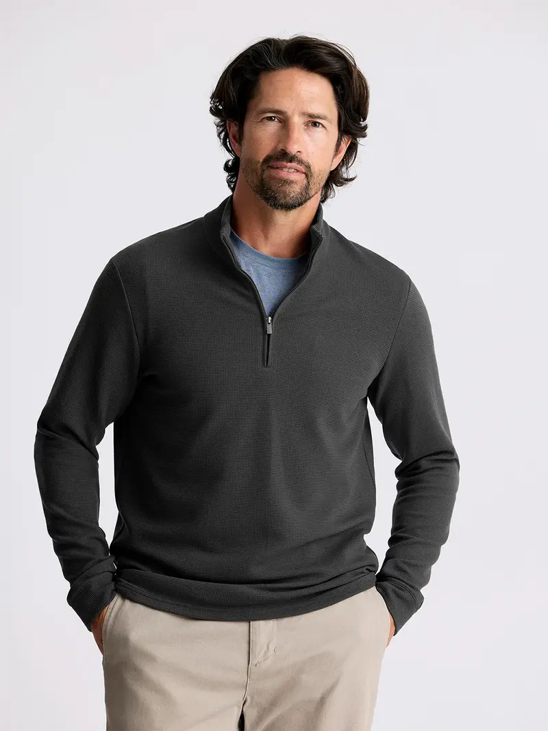 Men’s Waffle-Knit Quarter-Zip Pullover