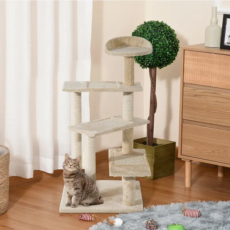 Multi-Level Indoor Cat Tree – Scratching Posts, Perches & Hideouts for Felines