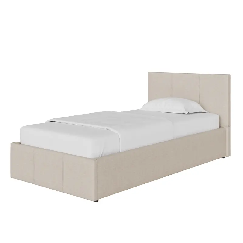 Natural-Finish Side-Lift Single Ottoman Bed – 3ft x 7ft (Twin Size)