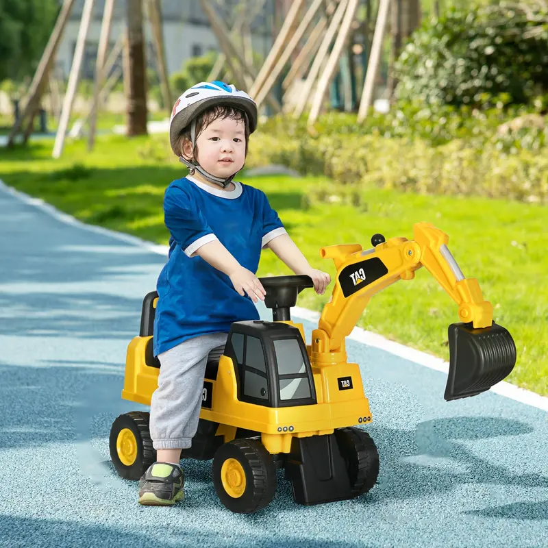 Officially Licensed CAT-Themed Ride-On Excavator with Manual Bucket Control