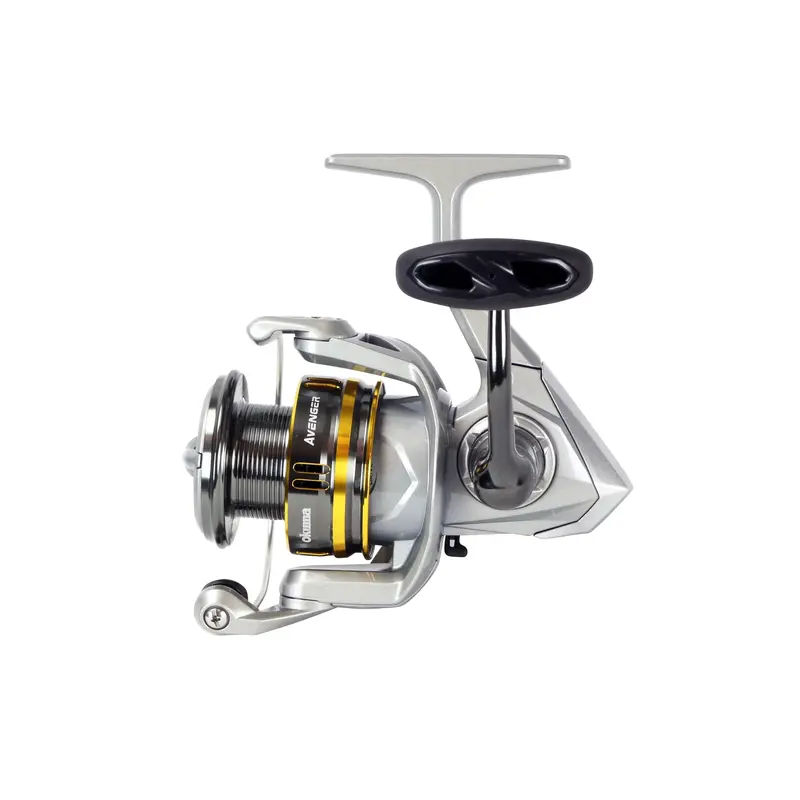 Okuma Avenger “B” Spinning Reel – Sleek Grey and Gold Design