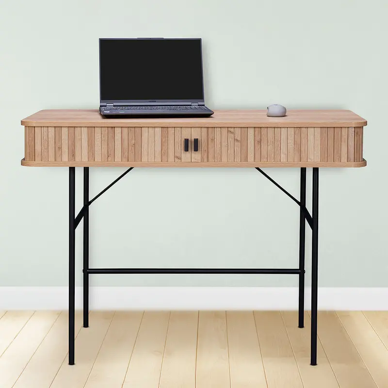Oslo Natural Wood Desk – Two-Door Design with Concealed Workspace